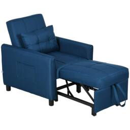 Wyld Haus Haso Linen Look Dark Blue Single Sleeper Chair - thumbnail 2
