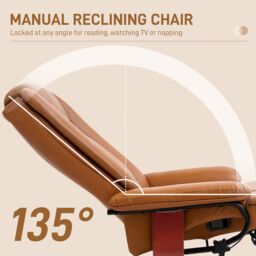 HOMCOM PU Leather Reclining Armchair with Footrest for Living Room in Brown - thumbnail 4