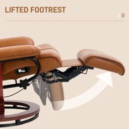 HOMCOM PU Leather Reclining Armchair with Footrest for Living Room in Brown - thumbnail 5