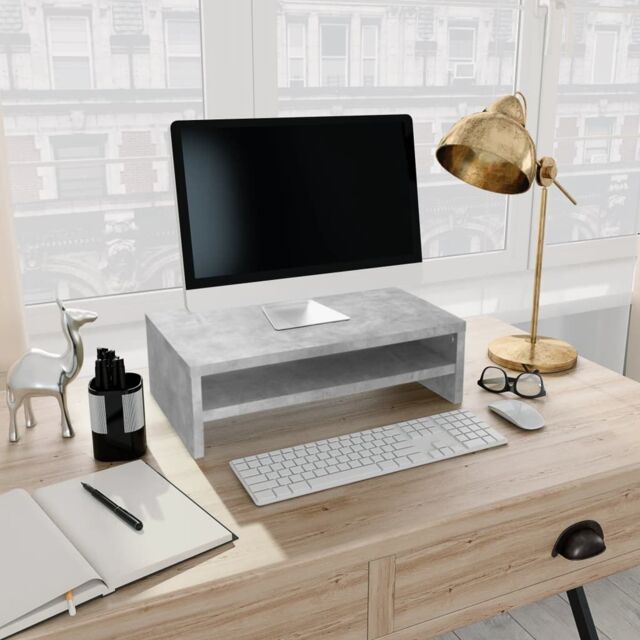 Berkfield Home Monitor Stand Concrete Grey 42x24x13 cm Engineered Wood - Size: 42 x 24 x 13 cm - image 1