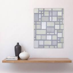 "Artery8 Abstract Composition with Gray lines Mondrian Wall Art Print Poster in Grey - Size: W12"" x H16""" - thumbnail 4