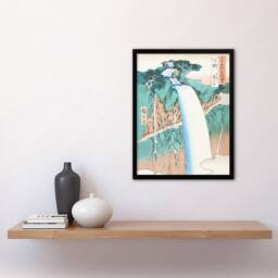 Artery8 Mount Nikko Urami Waterfall Vintage Framed Wall Art Print Hiroshige in Green - Size: A4 - thumbnail 4