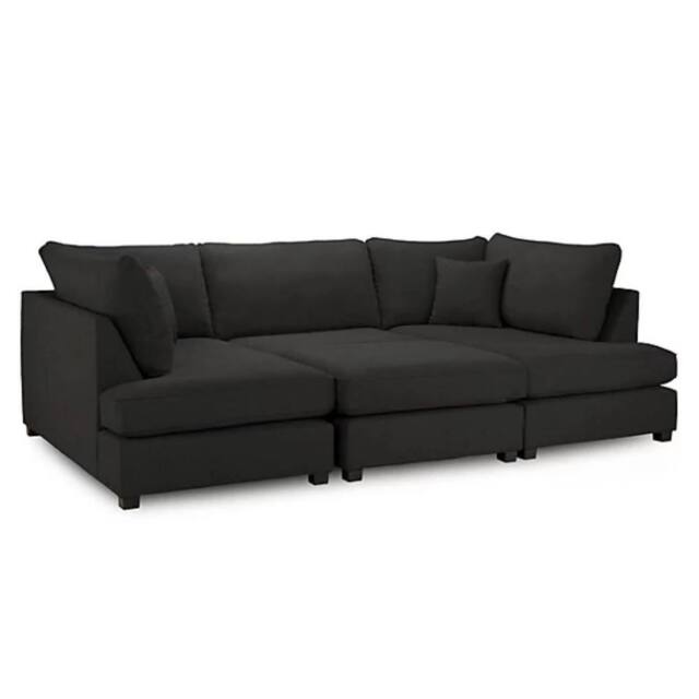 SNUG FURNITURE BIRMINGHAM LTD Havana U Shape Cinema Sofa Plush Velvet Black - image 1