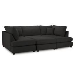 SNUG FURNITURE BIRMINGHAM LTD Havana U Shape Cinema Sofa Plush Velvet Black - thumbnail 1