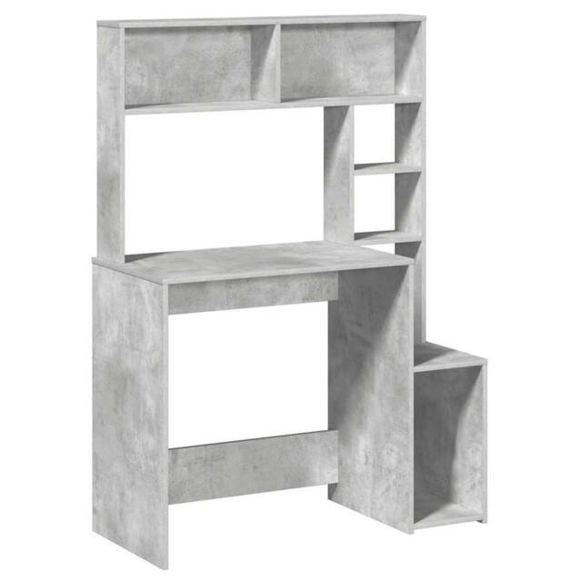 Berkfield Home Desk with Shelves Concrete Grey 100x45x140 cm Engineered Wood - Size: 100 x 45 x 140 cm - image 1