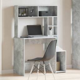 Berkfield Home Desk with Shelves Concrete Grey 100x45x140 cm Engineered Wood - Size: 100 x 45 x 140 cm - thumbnail 3