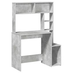 Berkfield Home Desk with Shelves Concrete Grey 100x45x140 cm Engineered Wood - Size: 100 x 45 x 140 cm - thumbnail 1