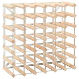 Berkfield Home Modern Wine Rack for 42 Bottles Solid Pinewood in Beige - thumbnail 3