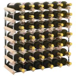 Berkfield Home Modern Wine Rack for 42 Bottles Solid Pinewood in Beige - thumbnail 2