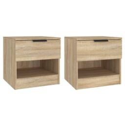Berkfield Home Bedside Cabinets 2 pcs Sonoma Oak Engineered Wood in Brown - thumbnail 2