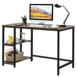 Kelvenix 120x60cm Computer Desk Industrial Writing Table in Walnut - Size: 0.6m2 - thumbnail 1