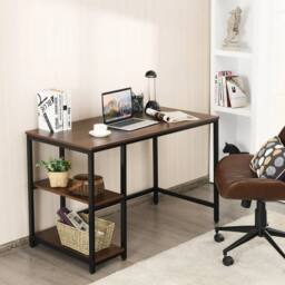 Kelvenix 120x60cm Computer Desk Industrial Writing Table in Walnut - Size: 0.6m2 - thumbnail 4