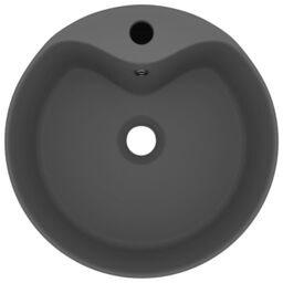 Berkfield Home Luxury Wash Basin with Overflow Matt Dark Grey 36x13 cm Ceramic - thumbnail 3