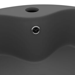 Berkfield Home Luxury Wash Basin with Overflow Matt Dark Grey 36x13 cm Ceramic - thumbnail 5