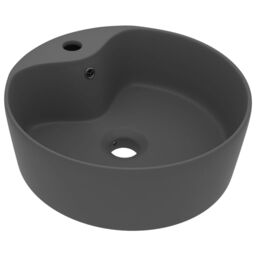 Berkfield Home Luxury Wash Basin with Overflow Matt Dark Grey 36x13 cm Ceramic - thumbnail 2