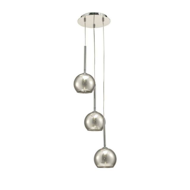 Netlighting Regina Ceiling Cluster Pendant 3 Light Cluster G9 Chrome Smoke Glass in Grey - image 1