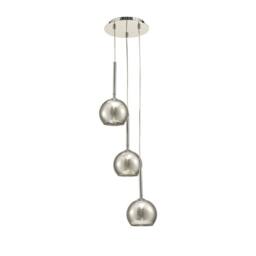 Netlighting Regina Ceiling Cluster Pendant 3 Light Cluster G9 Chrome Smoke Glass in Grey