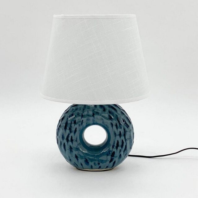 Minster Table Lamp & Shade - Ceramic - L25 x W25 x H40 cm - Blue/White in Blue - image 1