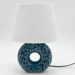 Minster Table Lamp & Shade - Ceramic - L25 x W25 x H40 cm - Blue/White in Blue - thumbnail 2