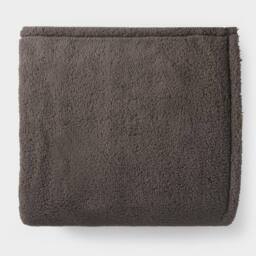 OHS Large Teddy Fleece Throw Blanket in Dark Grey - Size: 200 cm x 240 cm - thumbnail 3
