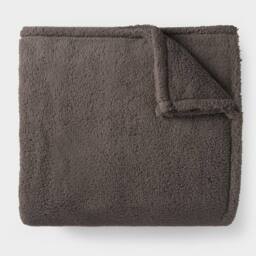 OHS Large Teddy Fleece Throw Blanket in Dark Grey - Size: 200 cm x 240 cm - thumbnail 2