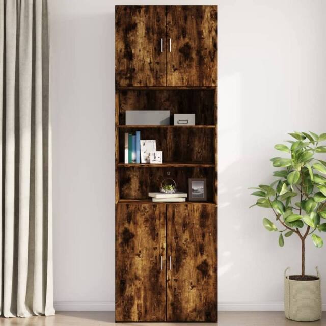 Berkfield Home Wall Cabinet Smoked Oak 80x42.5x64 cm Engineered Wood in Brown - image 1
