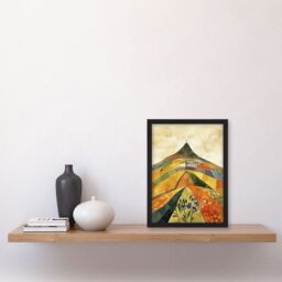 Artery8 Glastonbury Tor Somerset Colourful Abstract Framed Art Print in Yellow - Size: A4 - thumbnail 4
