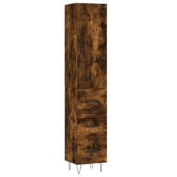 Berkfield Home Highboard Smoked Oak 34.5x34x180 cm Engineered Wood in Brown - thumbnail 3