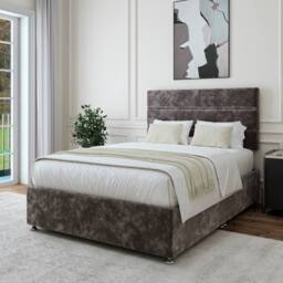 Bedmaster Chenille Divan Base & Lined Headboard in Charcoal - Size: King - thumbnail 2