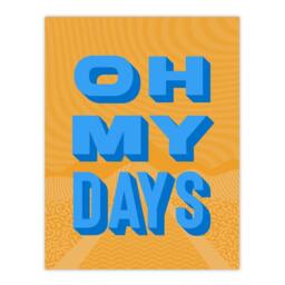 "Artery8 Oh My Days Fun Orange Blue Retro Typography Wall Art Print - Size: W12"" x H16""" - thumbnail 1
