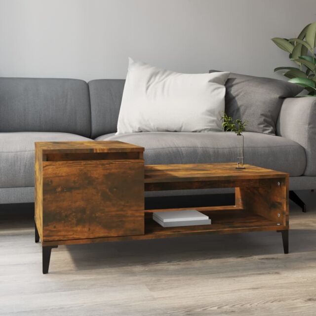 Berkfield Home Coffee Table Smoked Oak 100x50x45 cm Engineered Wood in Brown - Size: 100 x 50 x 45 cm - image 1
