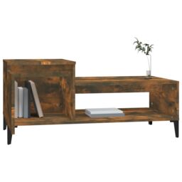 Berkfield Home Coffee Table Smoked Oak 100x50x45 cm Engineered Wood in Brown - Size: 100 x 50 x 45 cm - thumbnail 4