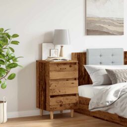 Berkfield Home Bedside Cabinet Old Wood 40x35x69 cm Engineered Wood in Brown - Size: 40 x 35 x 69 cm - thumbnail 3