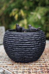 Primrose Bathing Birds Solar Power Water Feature with LED lights 25cm in Black - thumbnail 4