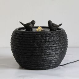 Primrose Bathing Birds Solar Power Water Feature with LED lights 25cm in Black - thumbnail 2
