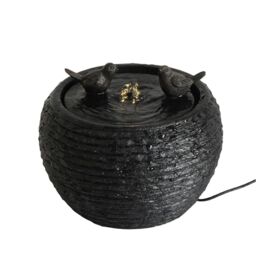 Primrose Bathing Birds Solar Power Water Feature with LED lights 25cm in Black - thumbnail 1