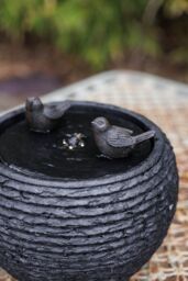 Primrose Bathing Birds Solar Power Water Feature with LED lights 25cm in Black - thumbnail 5