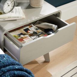 Home Source 2 Drawer Bedside Scandi Legs Home Bedroom Nightstand Lamp Side Table in Light Grey - thumbnail 6