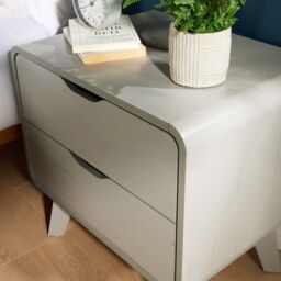 Home Source 2 Drawer Bedside Scandi Legs Home Bedroom Nightstand Lamp Side Table in Light Grey - thumbnail 4