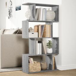 Berkfield Home Room Divider Bookcase 4-Tier Grey Sonoma 70x24x129 cm Engineered Wood - Size: 70 x 24 x 129 cm - thumbnail 4