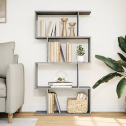 Berkfield Home Room Divider Bookcase 4-Tier Grey Sonoma 70x24x129 cm Engineered Wood - Size: 70 x 24 x 129 cm - thumbnail 3