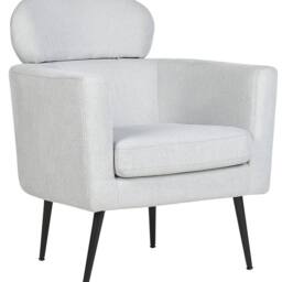 Wyld and Coco Retro Glam Armchair Light Grey Fabric Upholstery Oval Headrest - thumbnail 2