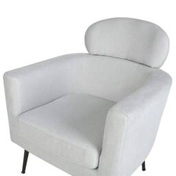 Wyld and Coco Retro Glam Armchair Light Grey Fabric Upholstery Oval Headrest - thumbnail 6