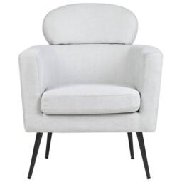 Wyld and Coco Retro Glam Armchair Light Grey Fabric Upholstery Oval Headrest - thumbnail 3