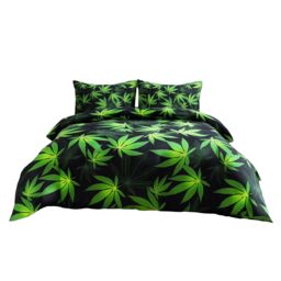 Snug City Duvet Cover & Pillowcase Black Or White Cannabis Design Bed Linen - Size: Single - thumbnail 2