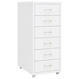 Berkfield Home Mobile File Cabinet White 28x41x69 cm Metal - Size: 28 x 41 x 69 cm - thumbnail 1