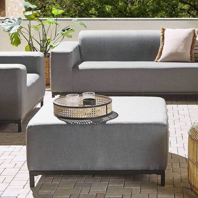 Wyld and Coco Grey Water-Resistant Ottoman With Black Aluminium Legs - image 1