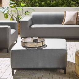 Wyld and Coco Grey Water-Resistant Ottoman With Black Aluminium Legs - thumbnail 1
