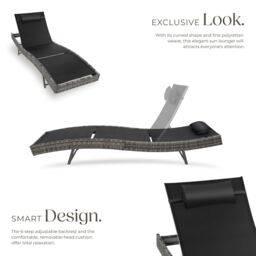 tectake Sun Lounger Moana in Grey - Size: 1 Seater - thumbnail 3