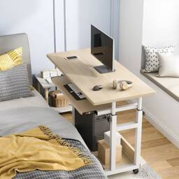 Kelvenix natural Rolling Computer Desk Height Adjustable - Size: 0.6m2